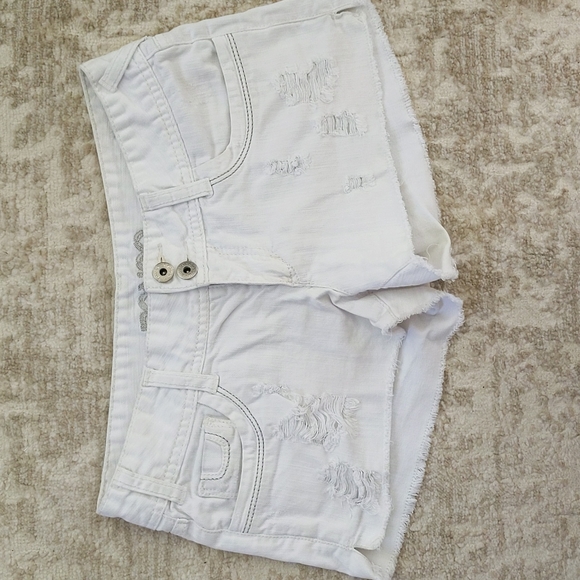 Bongo Distressed Ripped Shortie Jean Shorts Junior 5 White - Picture 1 of 16